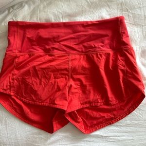 Lululemon High Rise 2.5” Speed Up Shorts Bright Coral/Red Size 6